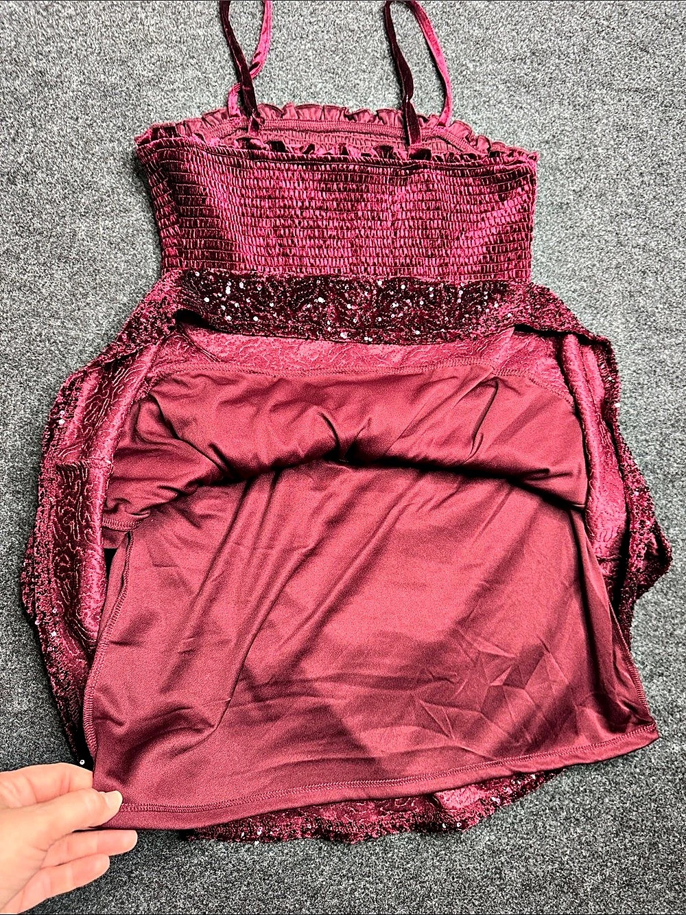 NWOT girls XL 14 Sequin dress. Red/burgundy - Picture 3 of 7